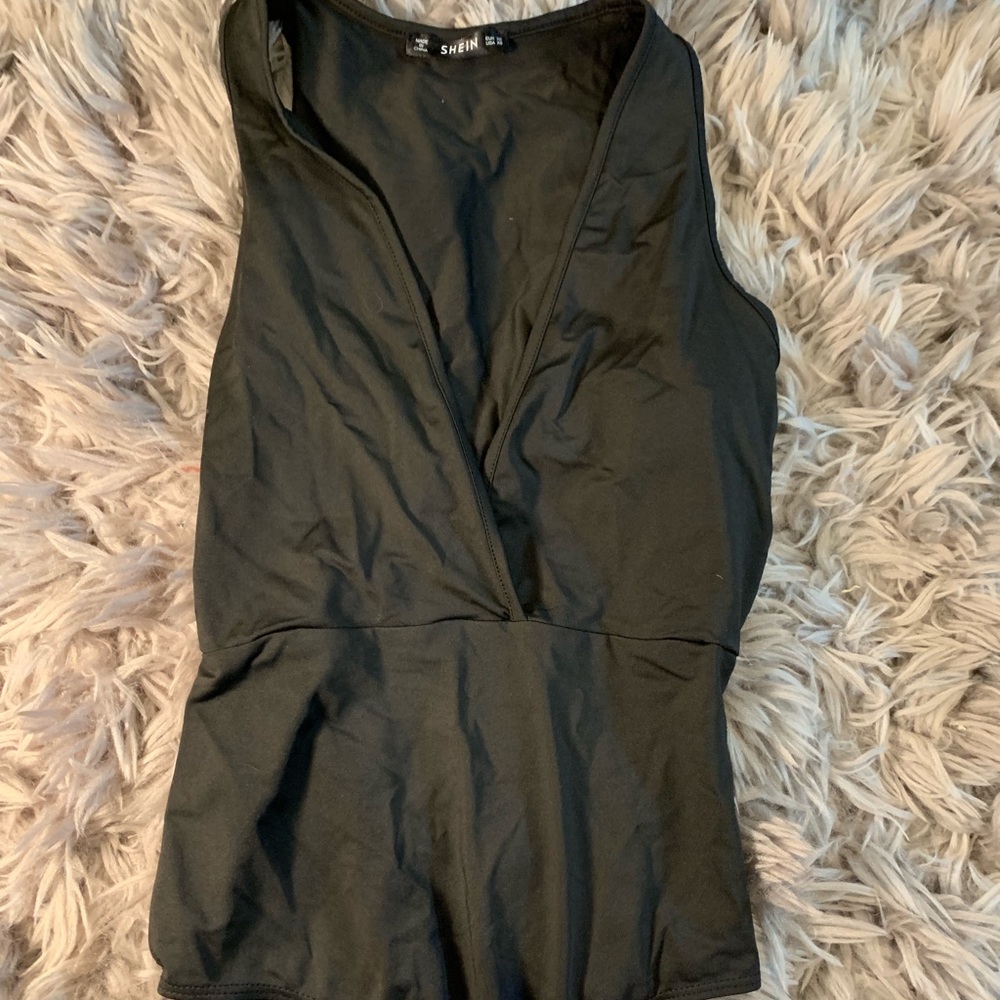 SHEIN black deep cut bodysuit